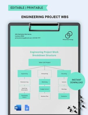 Engineering Project WBS Template