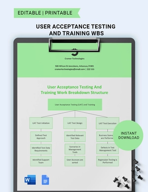 User Acceptance Testing And Training WBS Template