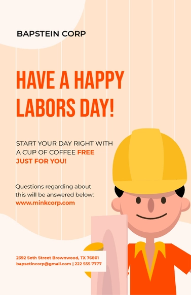 Cartoon Happy Labor Day Poster