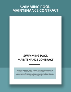 Swimming Pool Maintenance Contract Template Swimming Pool Maintenance Contract Template