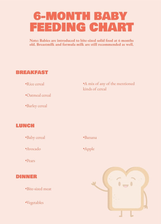 6 Month Baby Feeding Chart