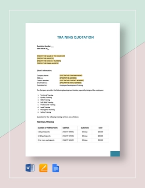 Training Quotation Template