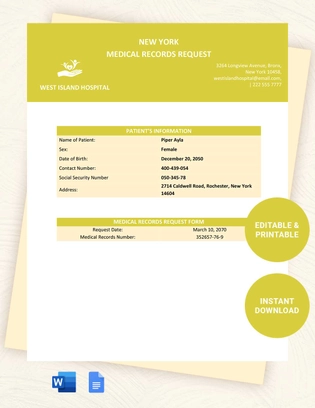 New York Medical Records Request Template