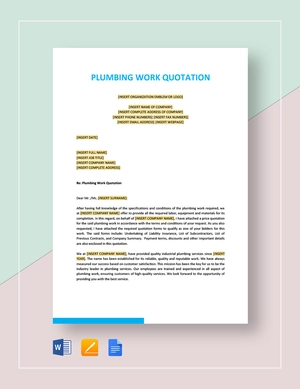 Plumbing Work Quotation Template