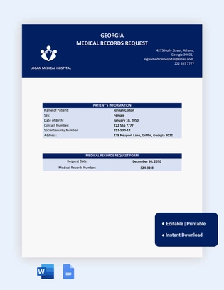 Georgia Medical Records Request Template