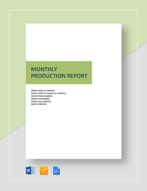 Monthly Production Report Template Monthly Production Report Template