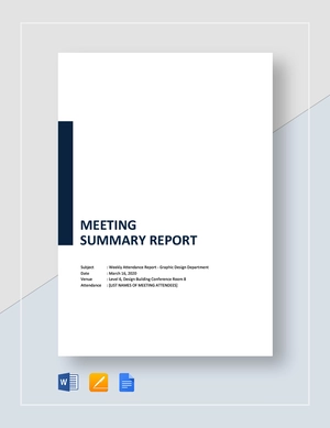 Meeting Summary Report Template Meeting Summary Report Template