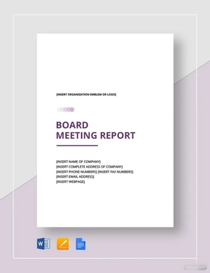 Board Meeting Report Board Meeting Report