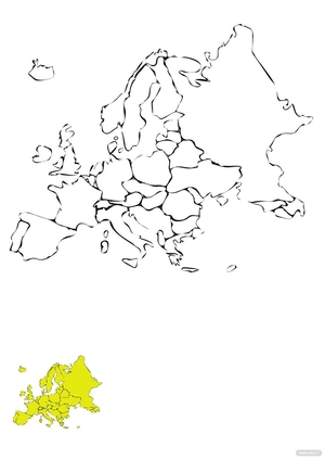 Europe Map Shape Coloring Page