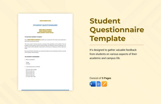 Student Questionnaire Template Student Questionnaire Template