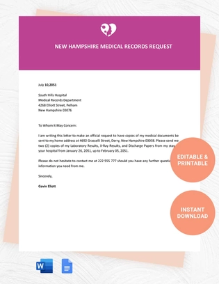 New Hampshire Medical Records Request Template