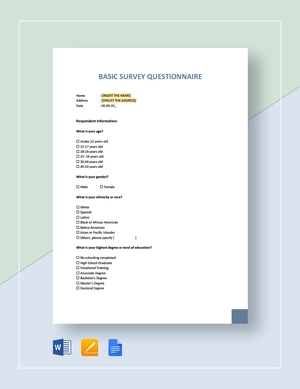 Basic Survey Questionnaire Template