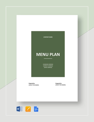 Menu Plan Template