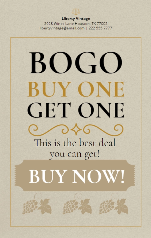 Vintage BOGO Poster