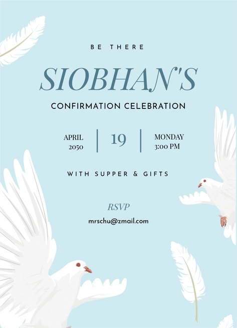 White Confirmation Invitation Template