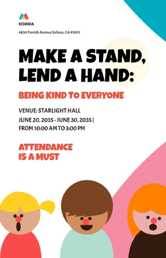 Anti-bullying Poster For Kids