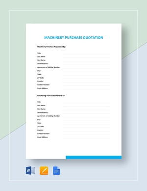 Machinery Purchase Quotation Template