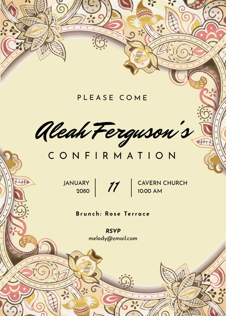 Watercolor Confirmation Invitation Template
