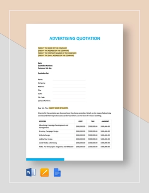 Advertising Quotation Template