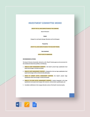 Investment Committee Memo Template
