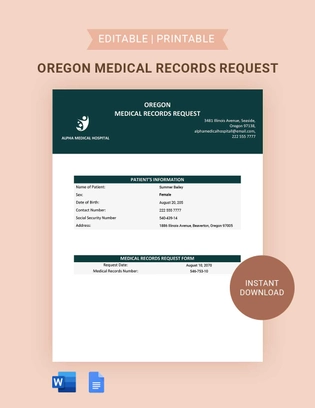Oregon Medical Records Request Template
