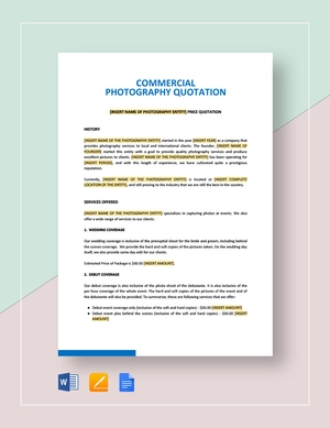 Commercial Photography Quotation Template