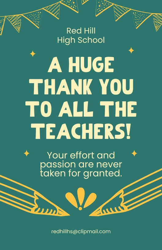 Teacher's Day Thank You Poster Template