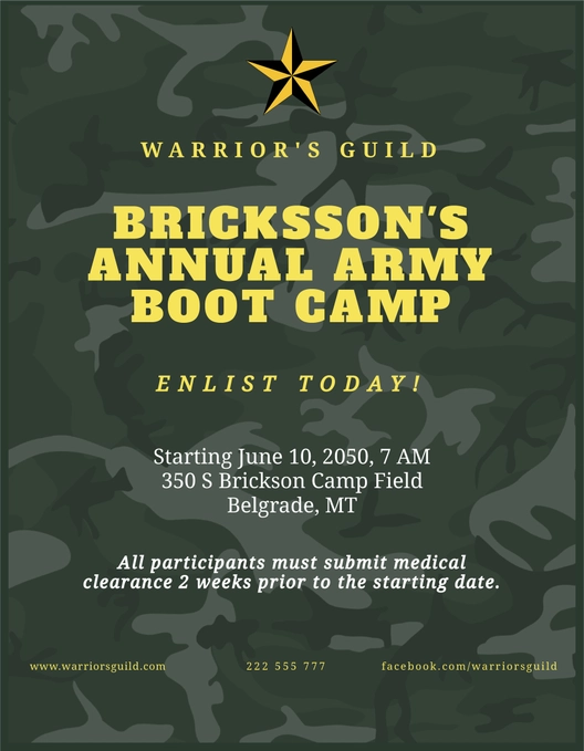 Army Boot Camp Flyer