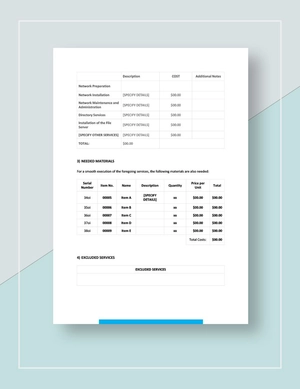Network Quotation Template