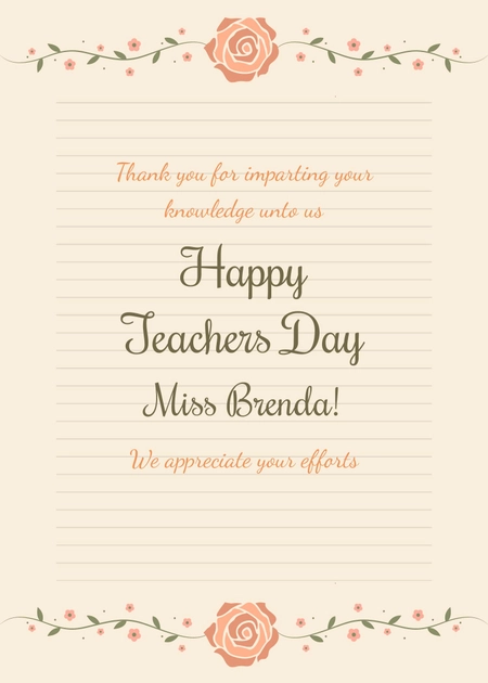 Teacher's Day Greeting Card Template