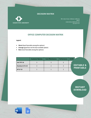 Blank Decision Matrix Template