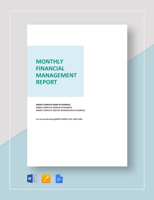 Monthly Financial Management Report Template