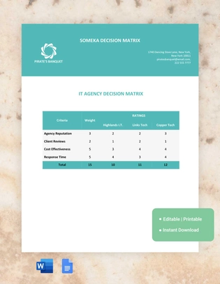 Someka Decision Matrix Template