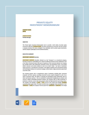 Private Equity Investment Memo Template