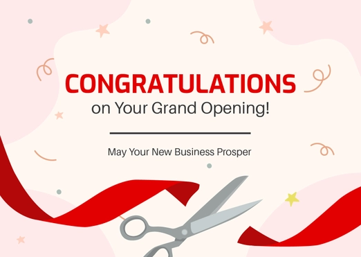 Grand Opening Congratulations Card Template