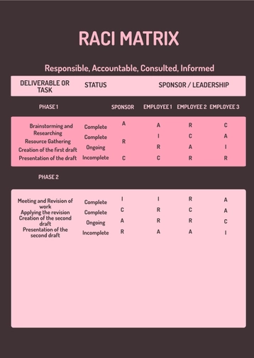 Simple RACI Matrix