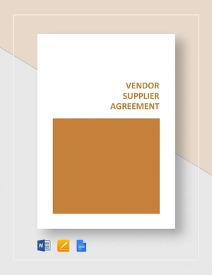Vendor Supplier Agreement Template