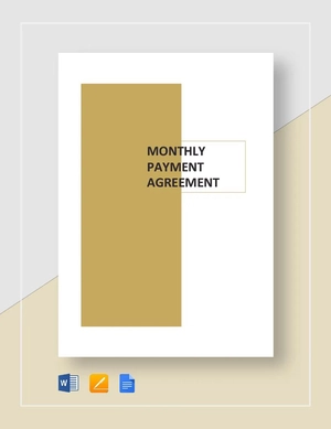 Monthly Payment Agreement Template