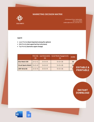 Marketing Decision Matrix Template
