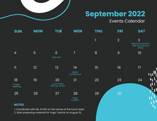 September 2022 Calendar Template