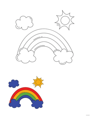 Summer Rainbow Coloring Page