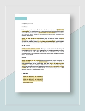 Spa Business Plan Template Spa Business Plan Template