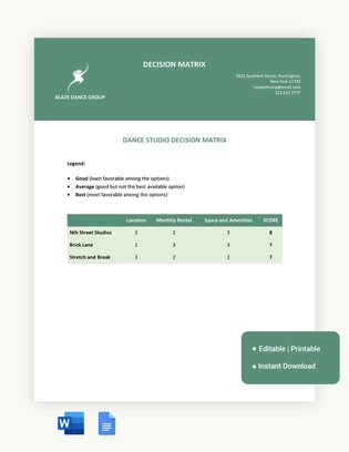 Simple Decision Matrix Template