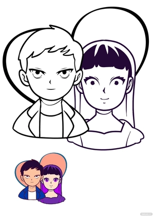 Free Anime Couple Coloring Pages Template to Edit Online
