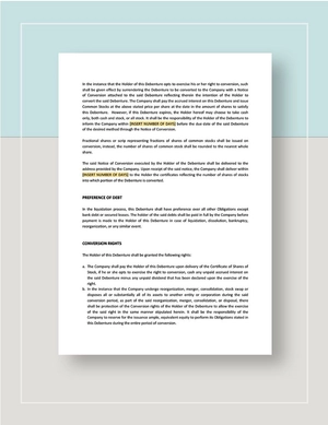 Convertible Debenture Template