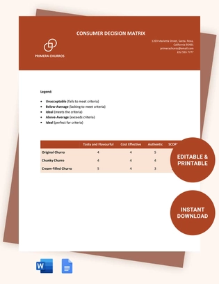 Consumer Decision Matrix Template