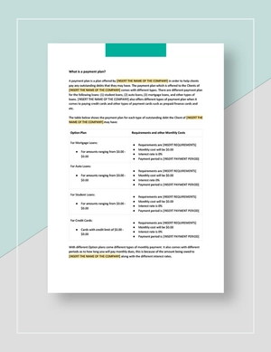 Payment Plan Template