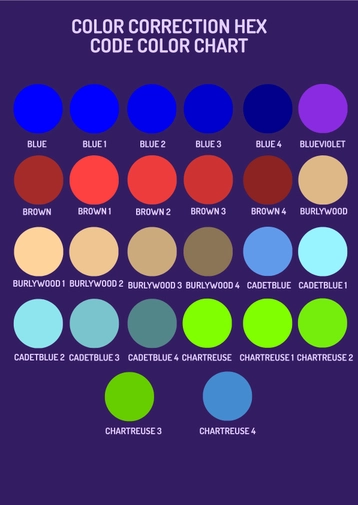 Color Correction HEX Code Color Chart
