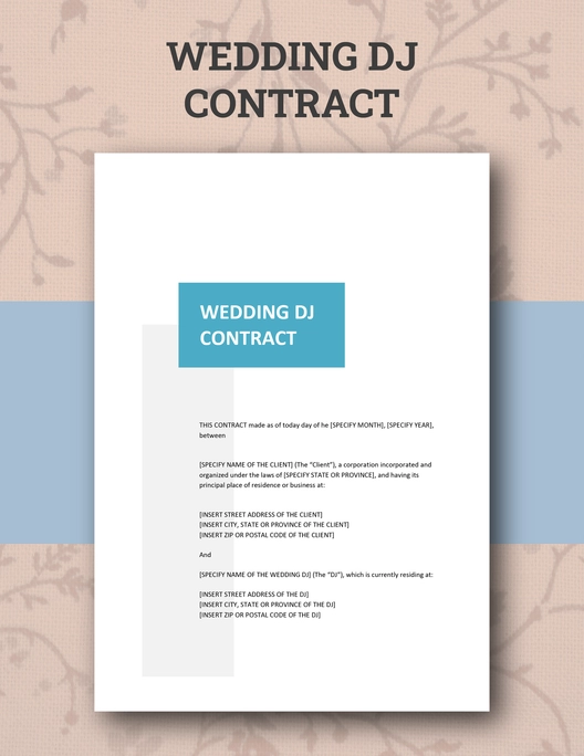 Wedding DJ Contract Template