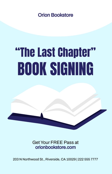 Free Sample Book Signing Poster Template to Edit Online